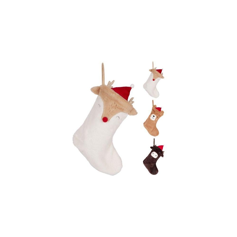 CALZA NATALE ANIMALI 40CM 3ASS